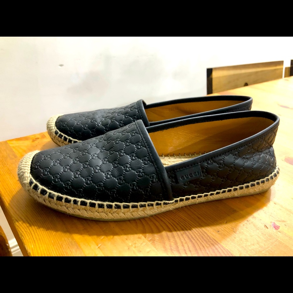 Gucci black leather espadrilles